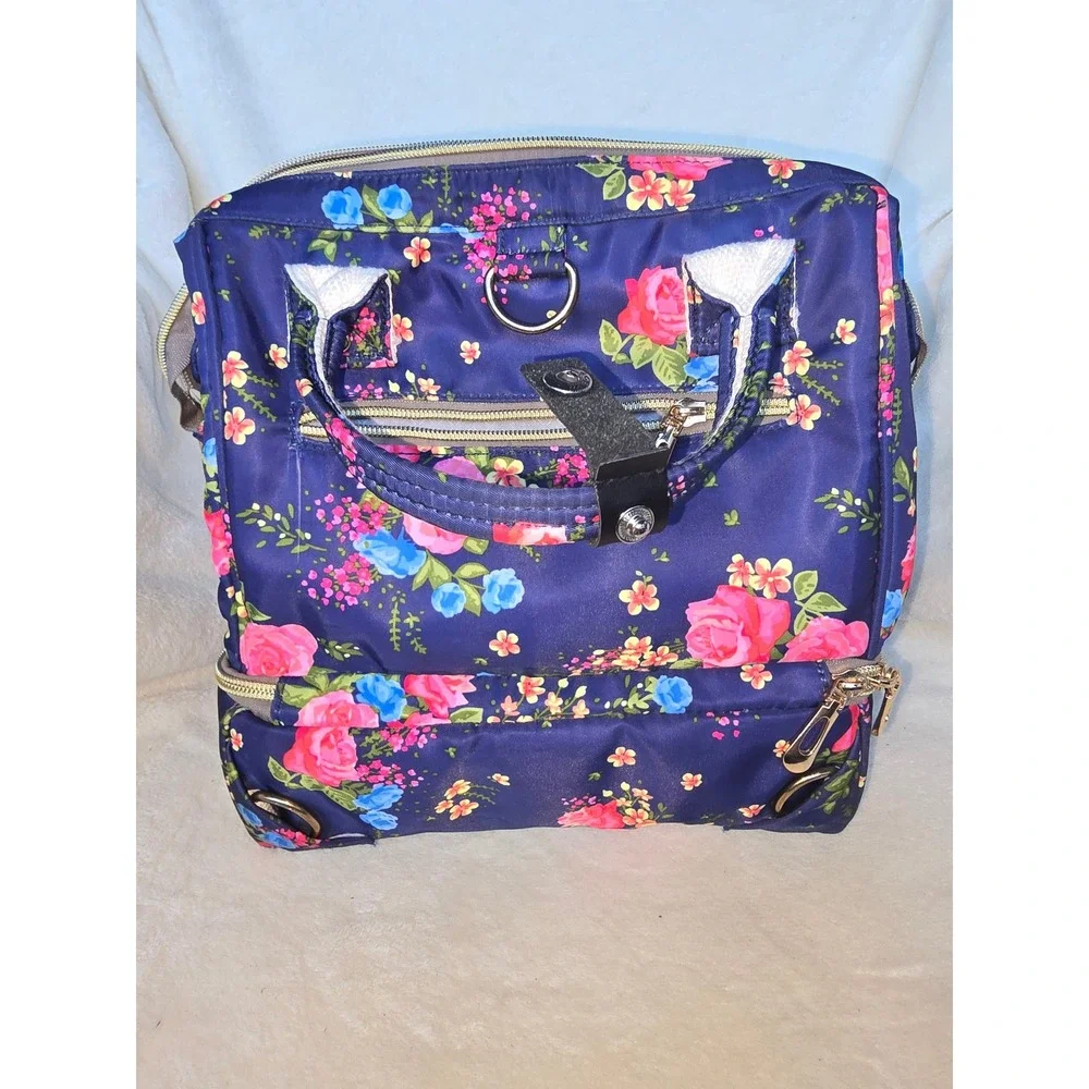 Gogoso Breast Pump Diaper Bag Navy Blue Insulated Bottom USB Port Travel Bag
